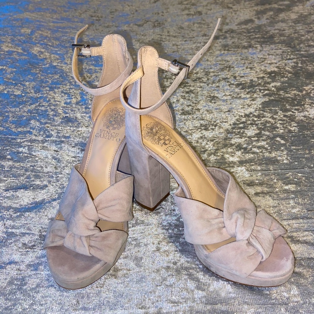 Vince Camuto Suede Beige Heels